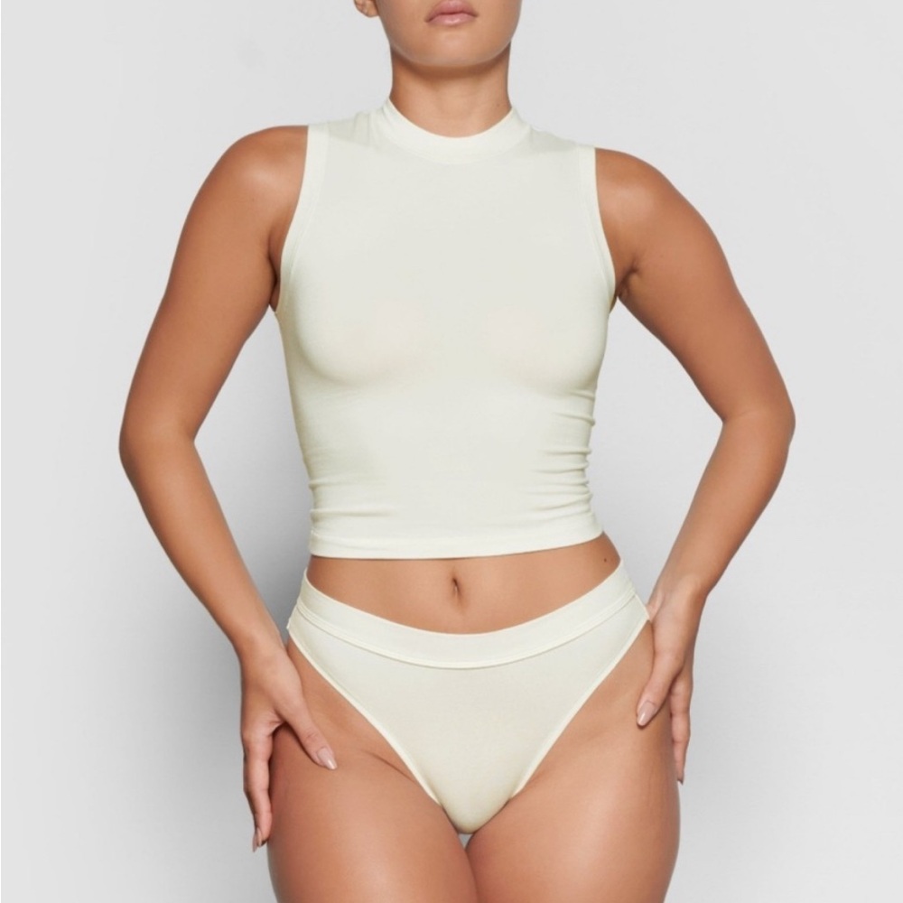 Cream Sleeveless Crop Top